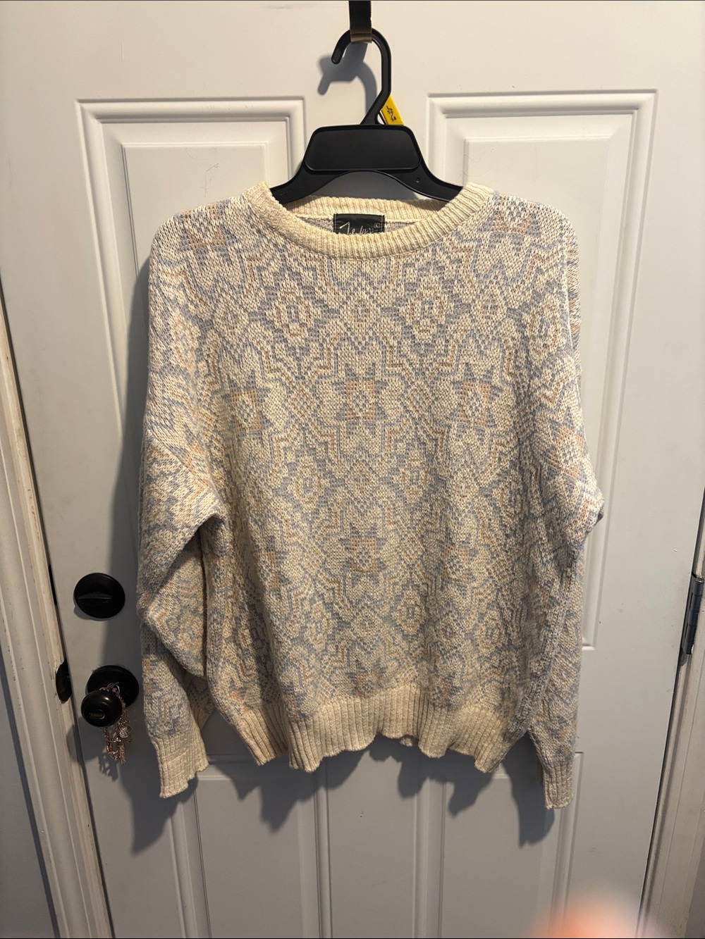 Cozy Cream Patterned Crewneck Sweater